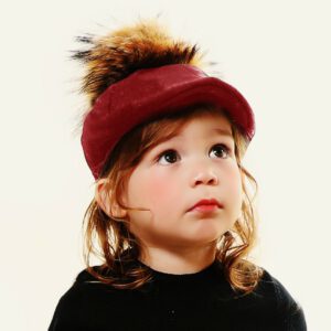 כובע קסקט בנים בורדו+פונפון BH20-1